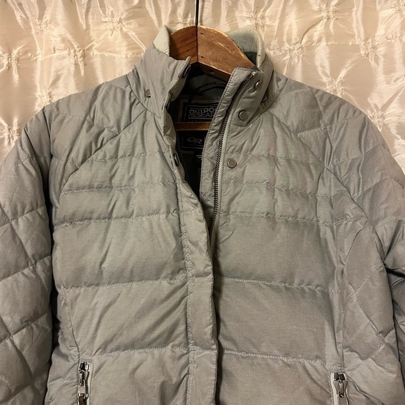 Outdoor Research Gray Placid Down Jacket Puffer Bomber Coat - Picture 2 of 15